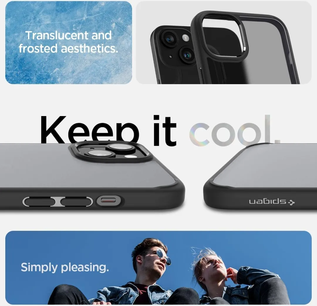 Spigen Apple iPhone 15 Plus Ultra Hybrid Frost Hoesje - Zwart