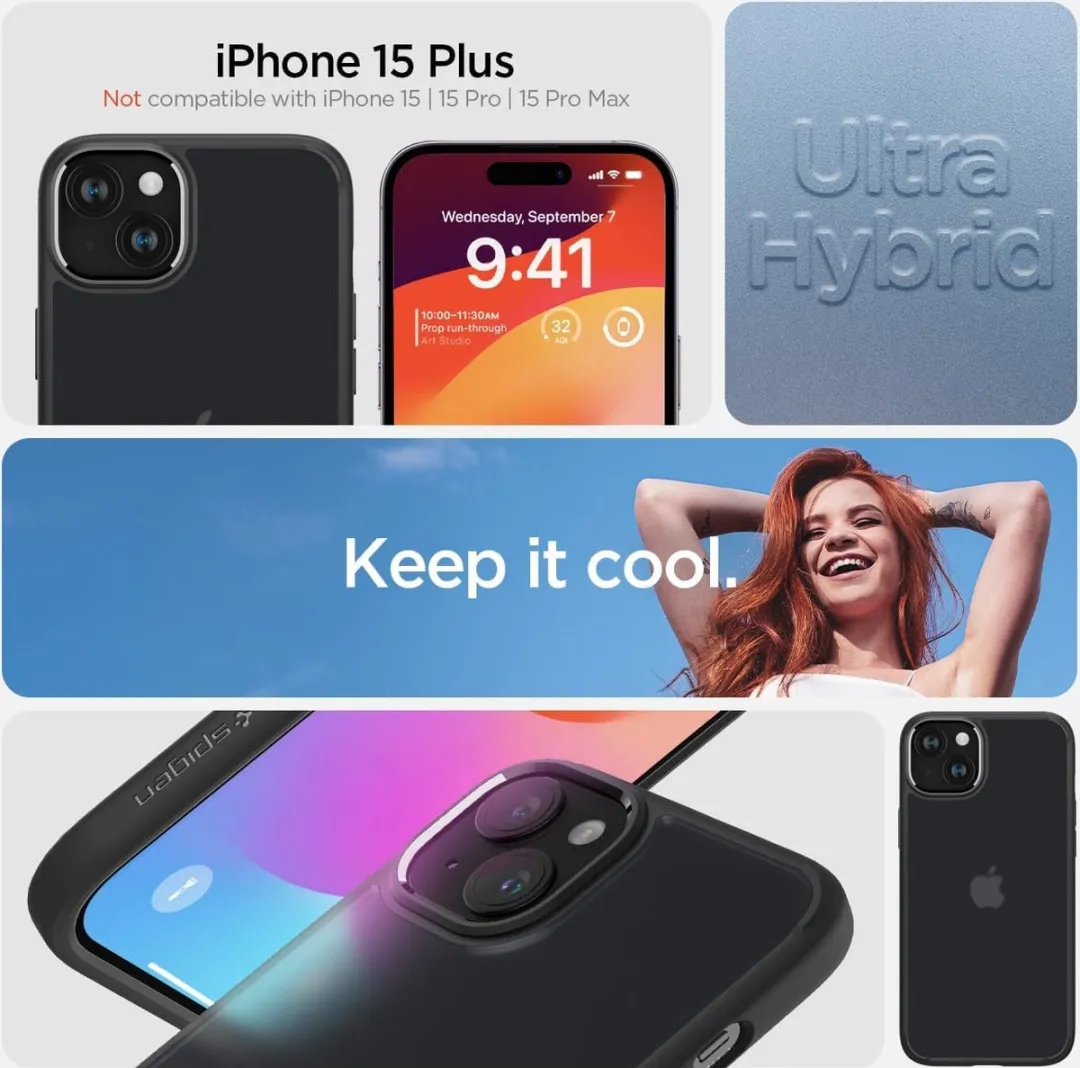 Spigen Apple iPhone 15 Plus Ultra Hybrid Frost Hoesje - Zwart