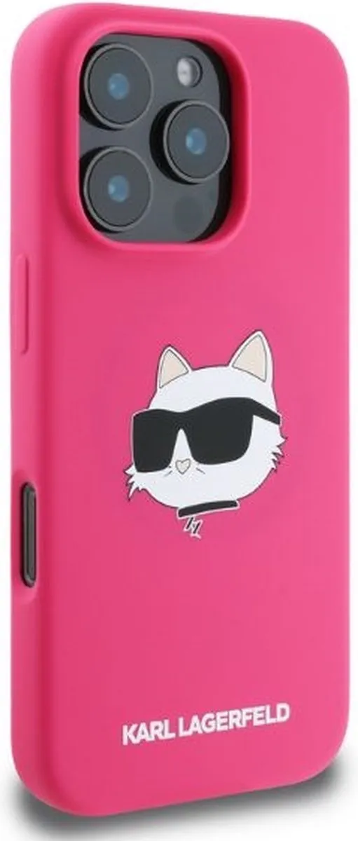 Karl Lagerfeld KLHMP16XSCHPPLF iPhone 16 Pro Max Hoesje - Fuchsia Choupette Print - MagSafe