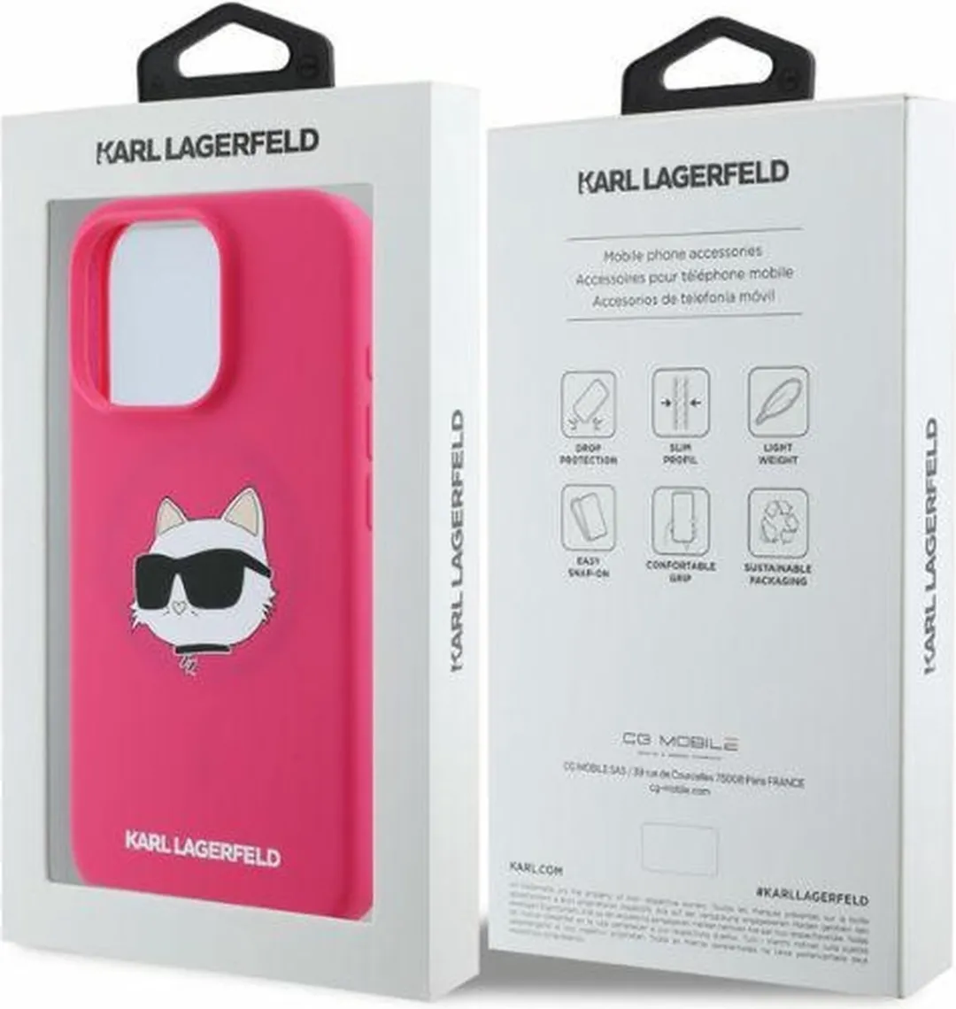 Karl Lagerfeld KLHMP16XSCHPPLF iPhone 16 Pro Max Hoesje - Fuchsia Choupette Print - MagSafe