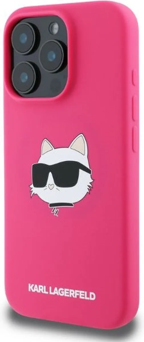 Karl Lagerfeld KLHMP16XSCHPPLF iPhone 16 Pro Max Hoesje - Fuchsia Choupette Print - MagSafe