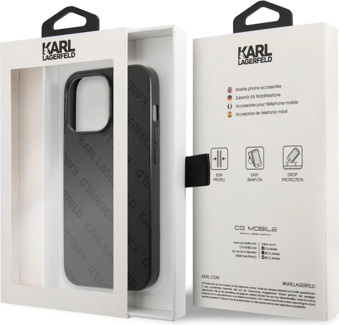 Karl Lagerfeld iPhone 13 Pro Max Hoesje - Effen Zwart Kunstleer