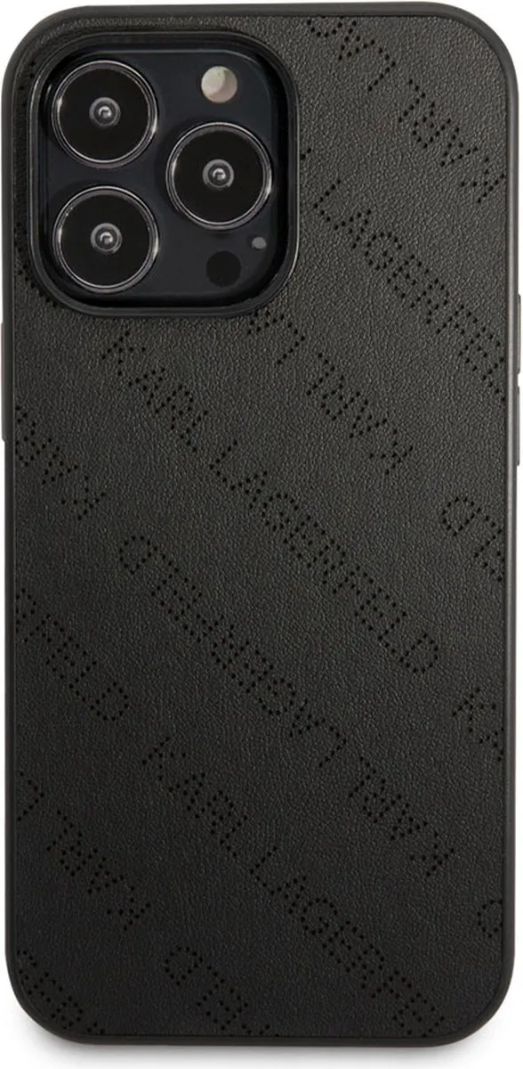 Karl Lagerfeld iPhone 13 Pro Max Hoesje - Effen Zwart Kunstleer