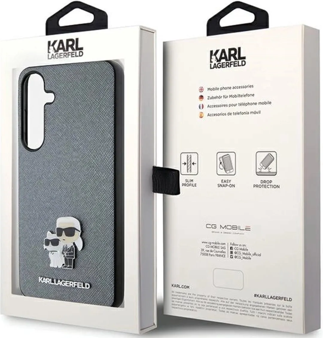 Karl Lagerfeld Saffiano Karl&Choupette Hoesje - Samsung Galaxy S24 Grijs