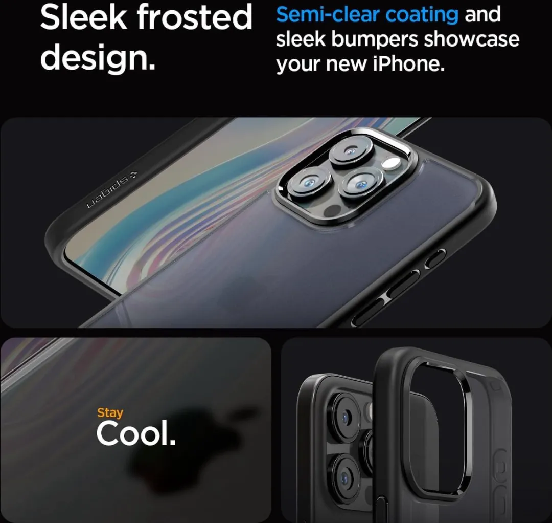 Spigen Ultra Hybrid Frost Back Cover iPhone 15 Pro - Zwart