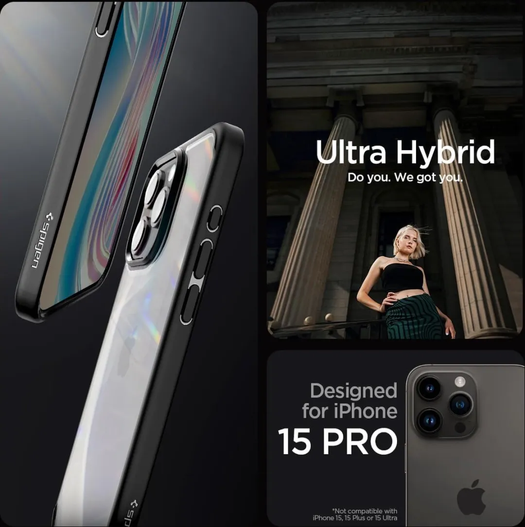 Spigen Ultra Hybrid Frost Back Cover iPhone 15 Pro - Zwart