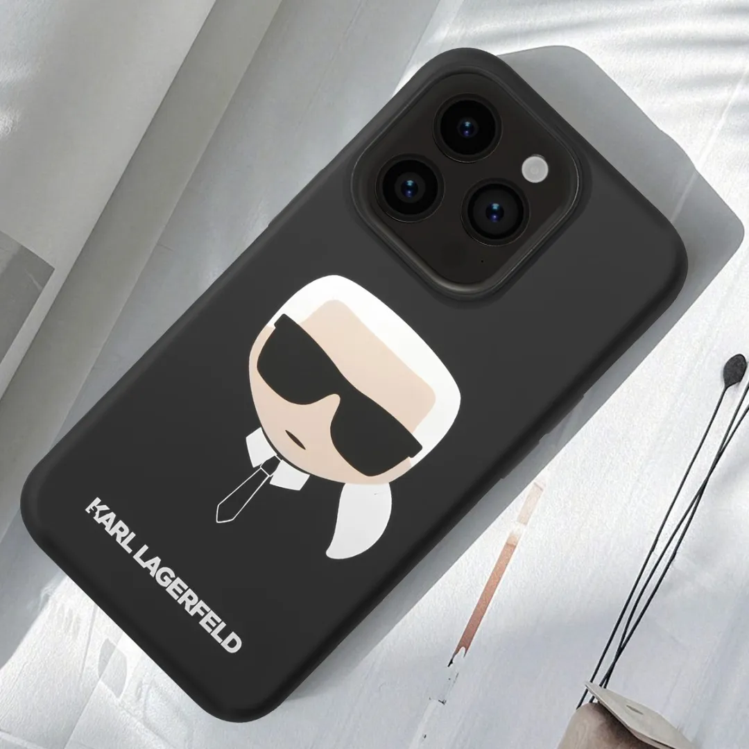 Karl Lagerfeld Karl's Head Hoesje iPhone 14 Pro - Zwart