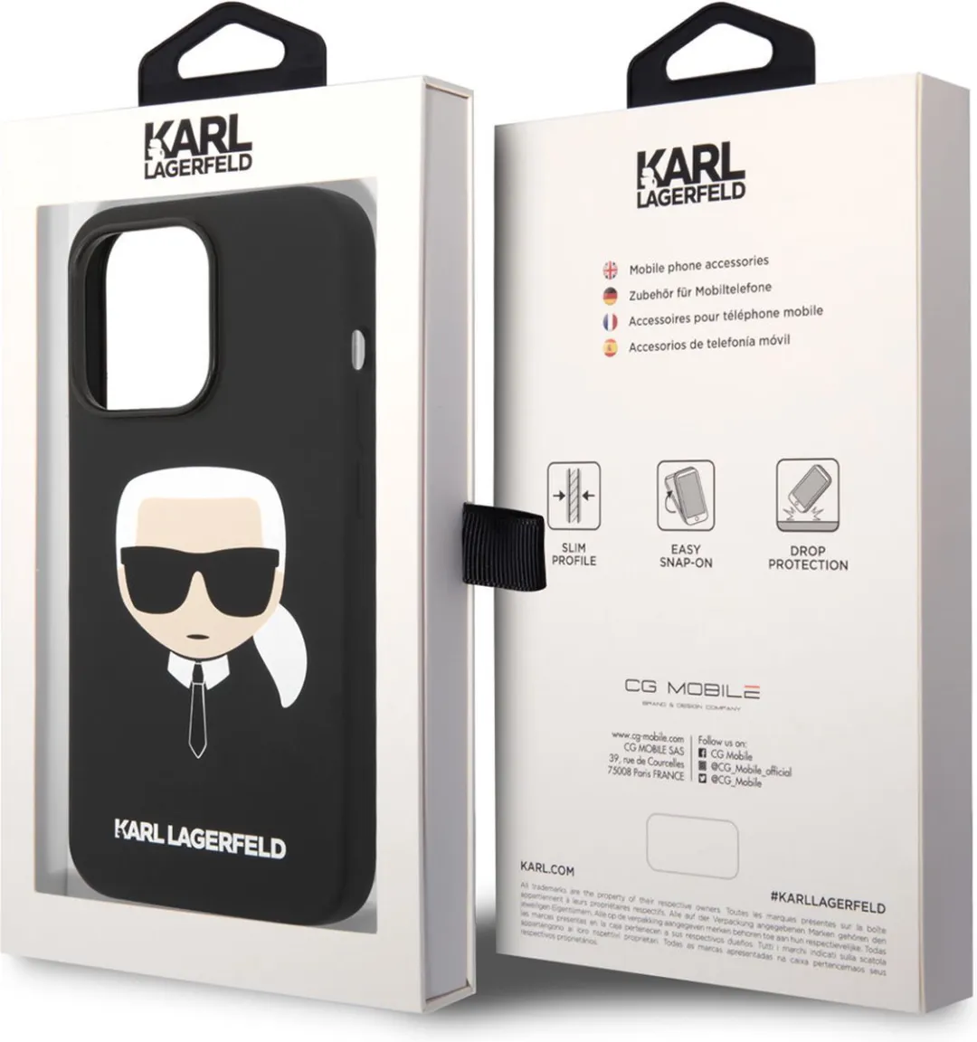 Karl Lagerfeld Karl's Head Hoesje iPhone 14 Pro - Zwart