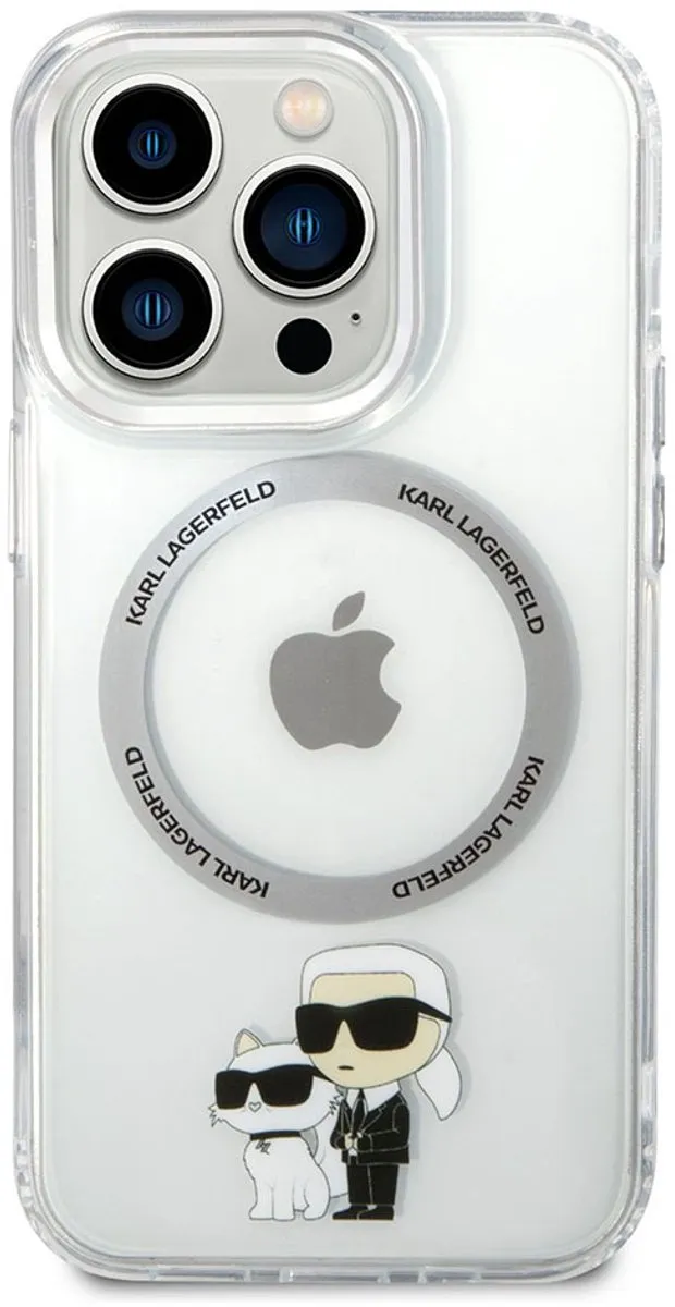 Karl Lagerfeld iPhone 14 Pro Max Hardcase Iconic Karl&Choupette - Transparant - KLHMP14XHNKCIT