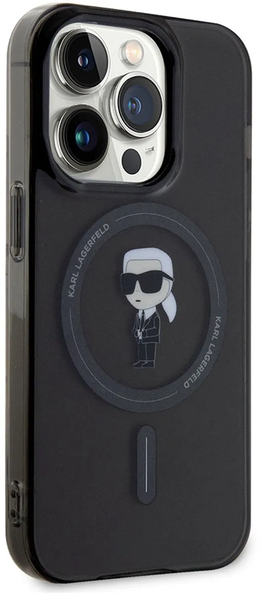 Karl Lagerfeld iPhone 15 Pro Hoesje KLHMP15LHFCKNOK - MagSafe - Zwart