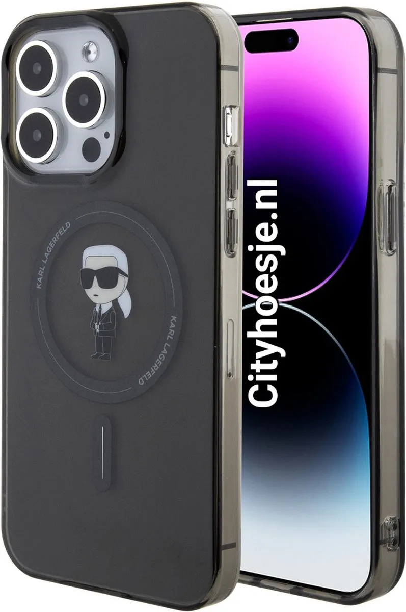Karl Lagerfeld iPhone 15 Pro Hoesje KLHMP15LHFCKNOK - MagSafe - Zwart - afbeelding 6 van 6