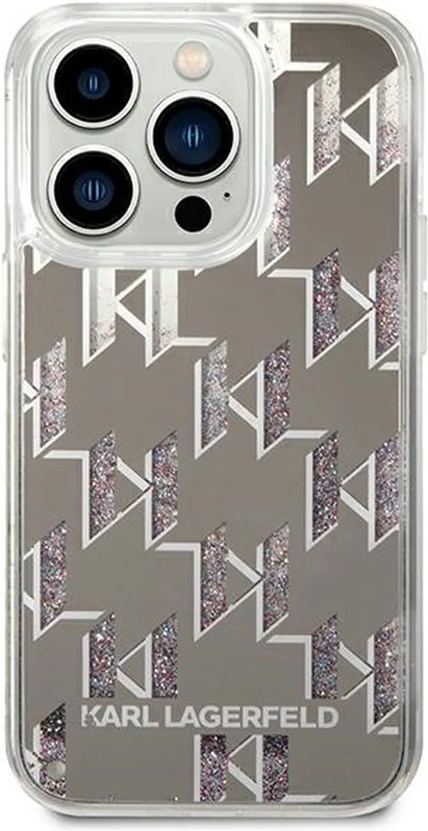 Karl Lagerfeld TPU Smartphonehoesje iPhone 14 Pro Max - Zilver - 2 Pasjes
