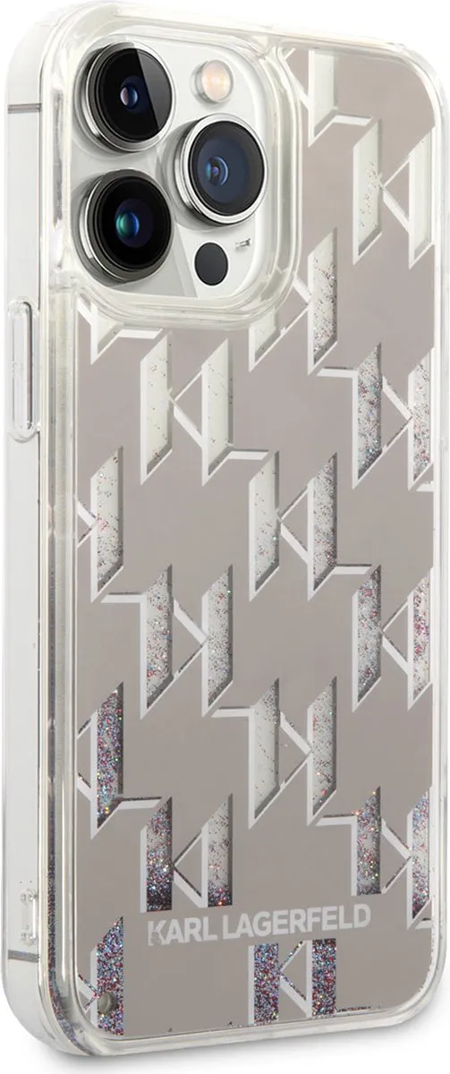 Karl Lagerfeld TPU Smartphonehoesje iPhone 14 Pro Max - Zilver - 2 Pasjes