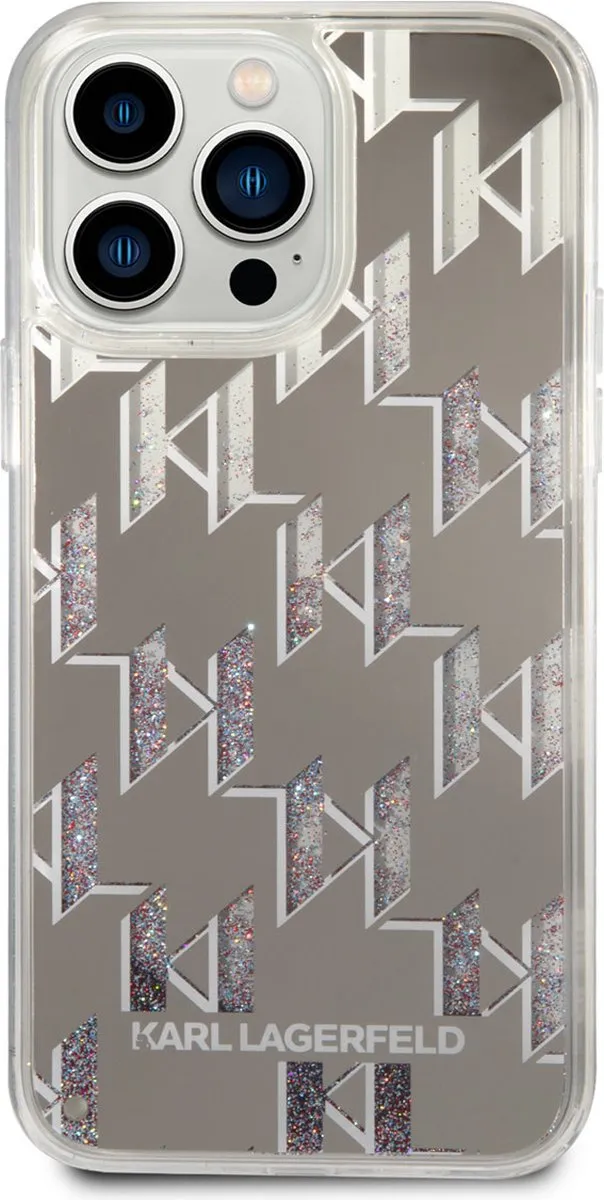 Karl Lagerfeld TPU Smartphonehoesje iPhone 14 Pro Max - Zilver - 2 Pasjes