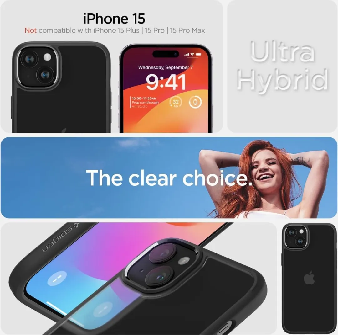 Spigen Apple iPhone 15 Ultra Hybrid Back Cover - Zwart