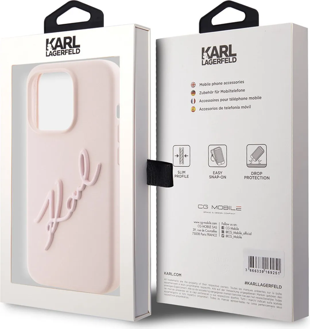 Karl Lagerfeld Backcase Hoesje iPhone 15 Pro - Roze Kunstleer