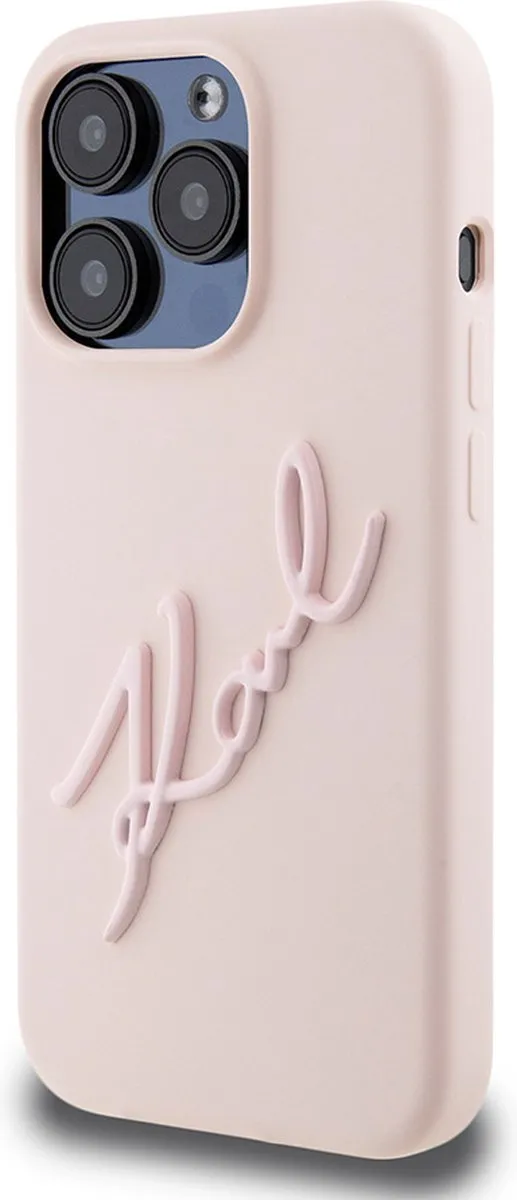 Karl Lagerfeld Backcase Hoesje iPhone 15 Pro - Roze Kunstleer