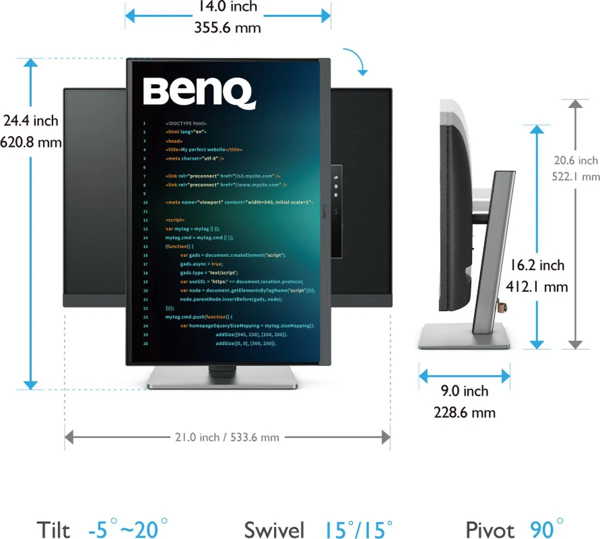 BenQ RD240Q WQXGA Monitor 24,1" - IPS - 2560x1600 - 90W USB-C