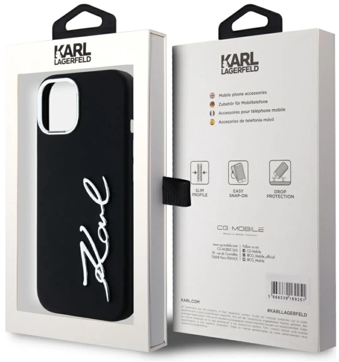 Karl Lagerfeld Hoesje iPhone 15 - Transparent - 1 Pasje