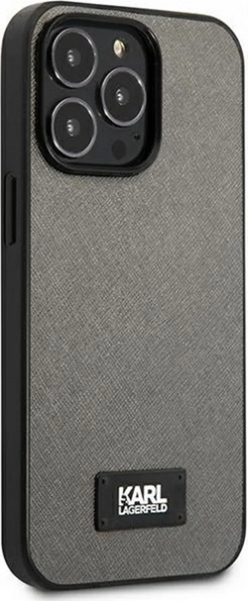 Karl Lagerfeld Saffiano Plaque Back Case - iPhone 13 Pro Max - Grijs