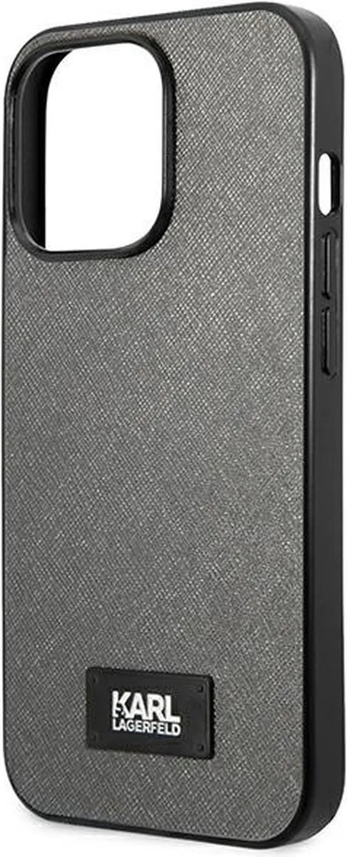 Karl Lagerfeld Saffiano Plaque Back Case - iPhone 13 Pro Max - Grijs - afbeelding 6 van 6