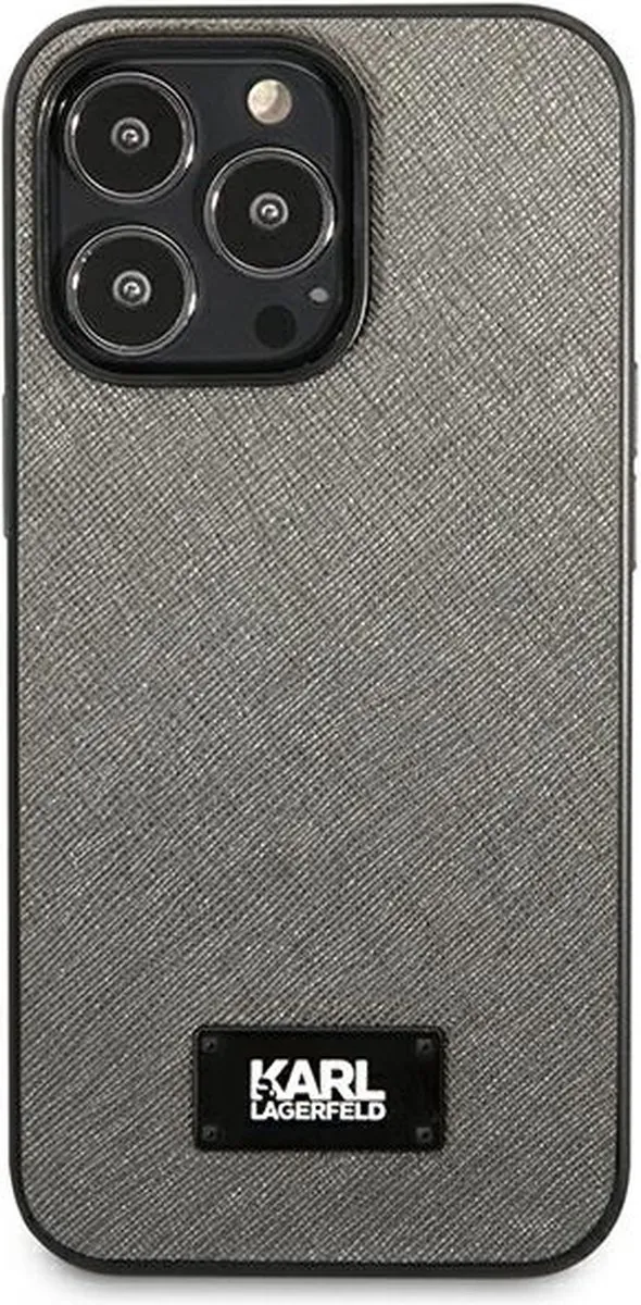 Karl Lagerfeld Saffiano Plaque Back Case - iPhone 13 Pro Max - Grijs