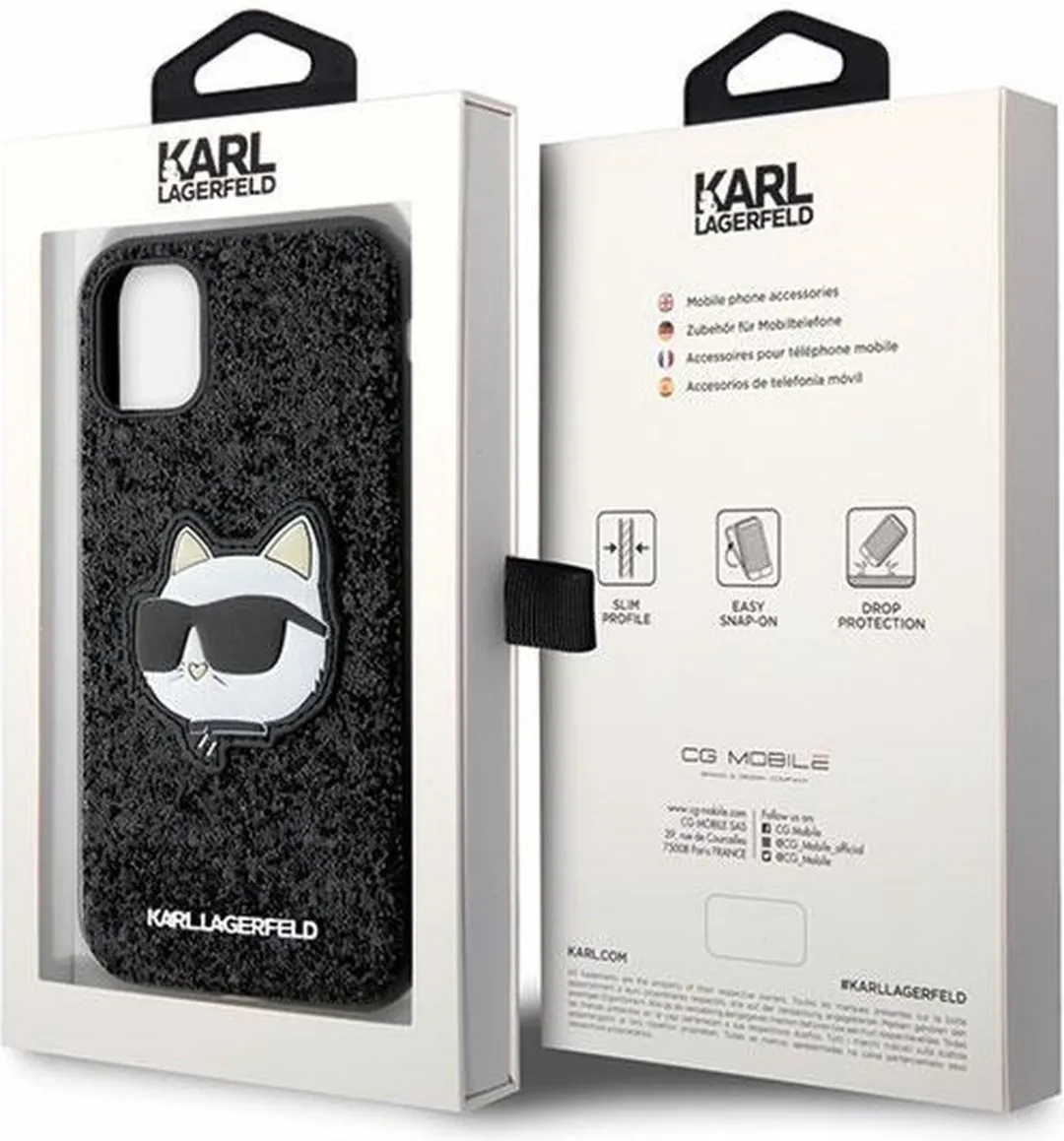 Karl Lagerfeld KLHCN61G2CPK Hoesje - iPhone 11/Xr - Glitter Choupette - Zwart