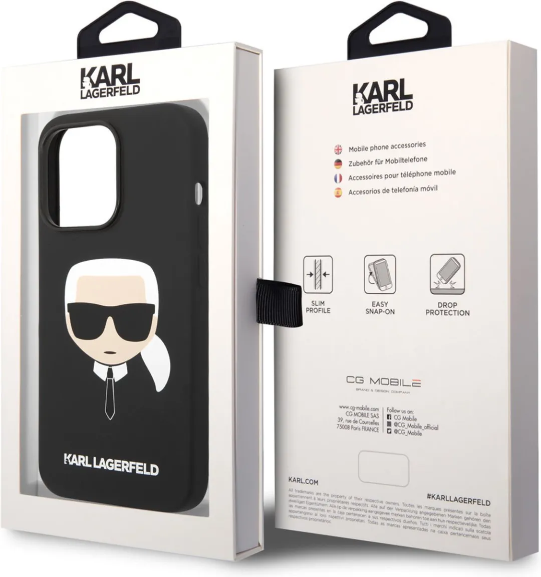 Karl Lagerfeld iPhone 14 Pro Max Hardcase Karl's Head - Zwart