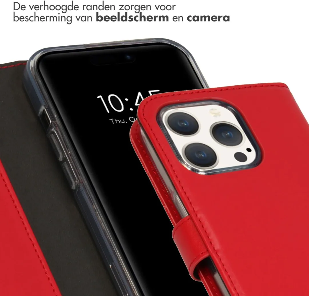 Selencia Hoesje iPhone 15 Pro - Rood Leder - 3 Pasjes