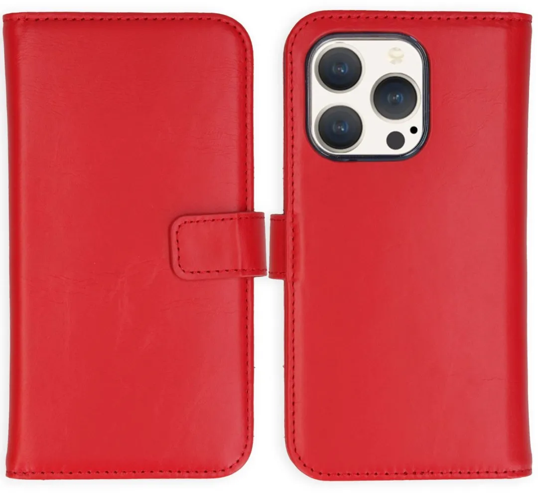 Selencia Hoesje iPhone 15 Pro - Rood Leder - 3 Pasjes