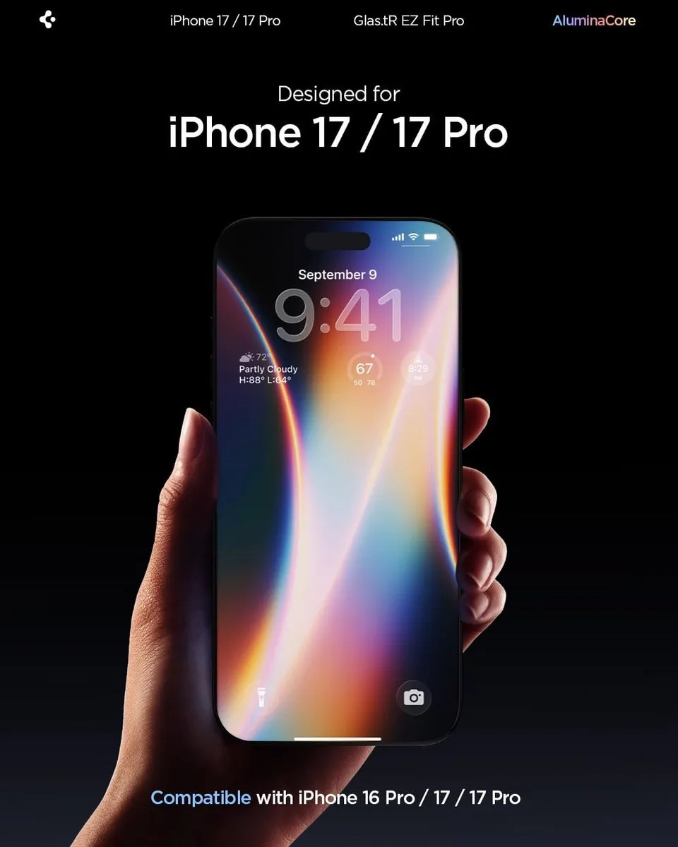 Spigen Glas.tR EZ Fit iPhone 17 Pro Screenprotector - 2 Stuks