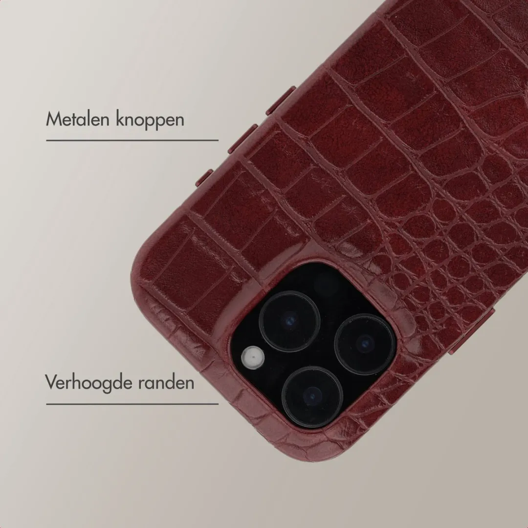 Selencia Hoesje iPhone 16 Pro - Croco Burgundy - MagSafe - afbeelding 6 van 6