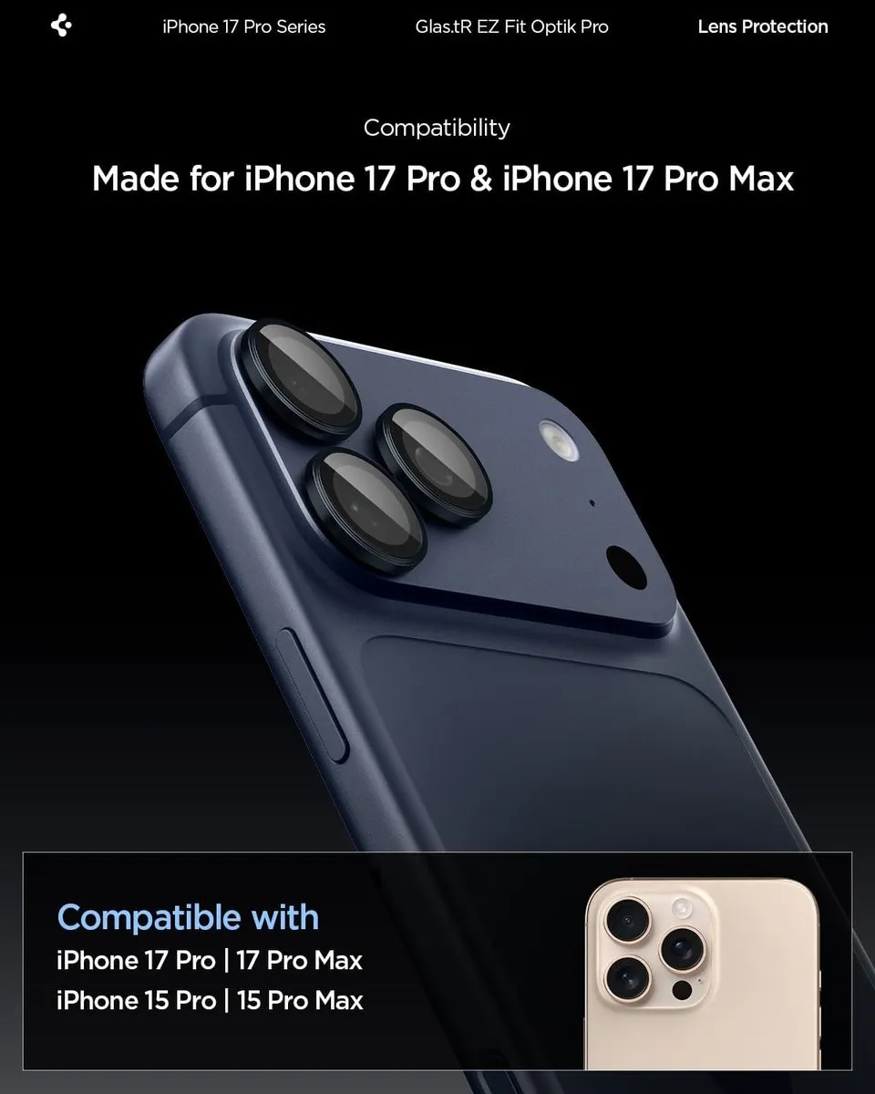 Spigen AGL00000 Camerabescherming iPhone 17 Pro/Max - 2 Stuks - Diepblauw