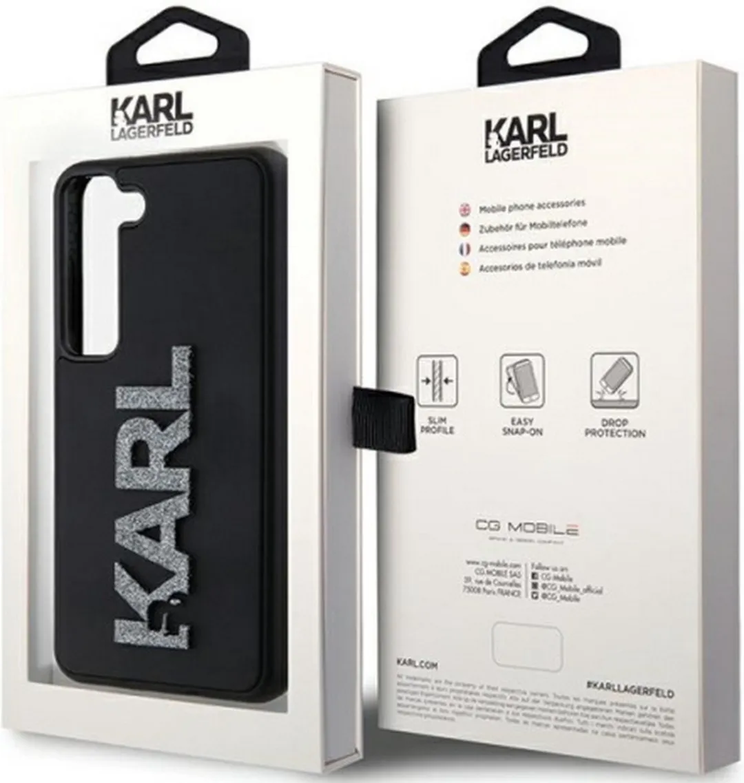 Karl Lagerfeld 3D Glitter Back Case S23 - Zwart