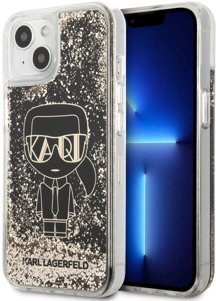 Karl Lagerfeld Back Cover iPhone 14/15 Plus - Zwart Glitter