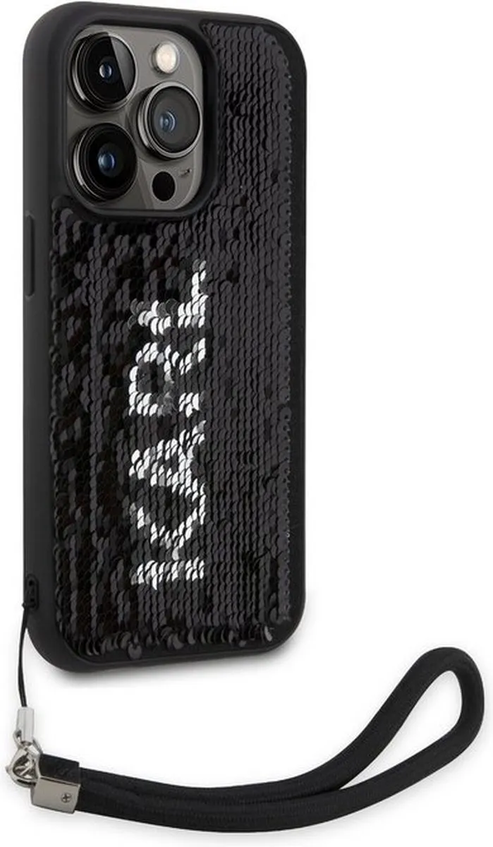 Karl Lagerfeld Reversible Sequins Back Case iPhone 14 Pro Max - Zwart/Grijs