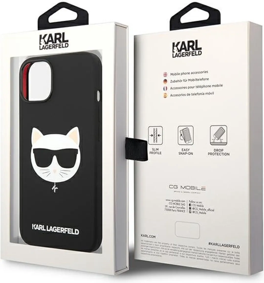 Karl Lagerfeld KLHMP14MSLCHBK iPhone 14 Plus Hoesje - Zwart - Choupette Head Magsafe