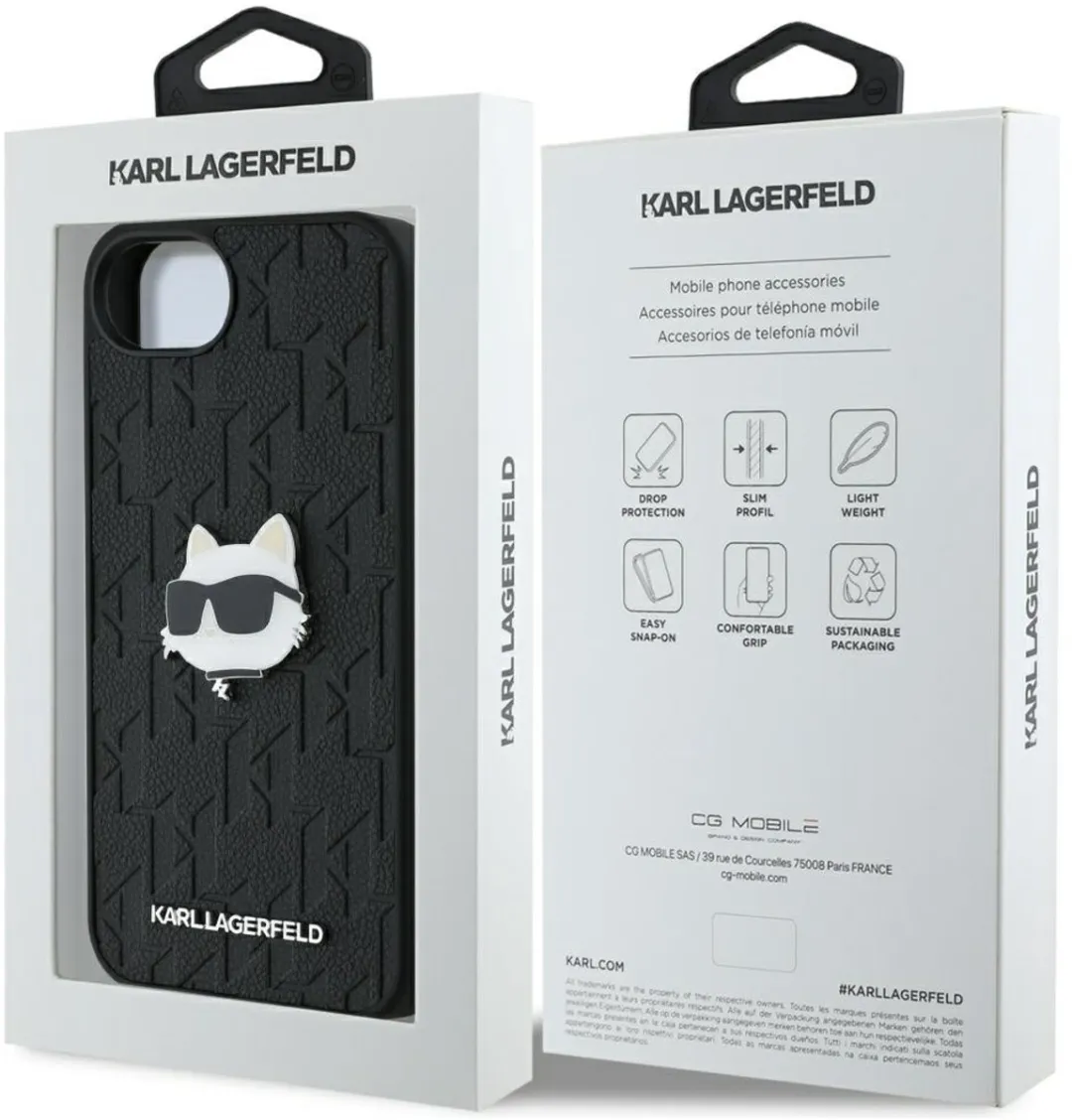 Karl Lagerfeld Hoesje Monogram Choupette iPhone 16E - Transparent