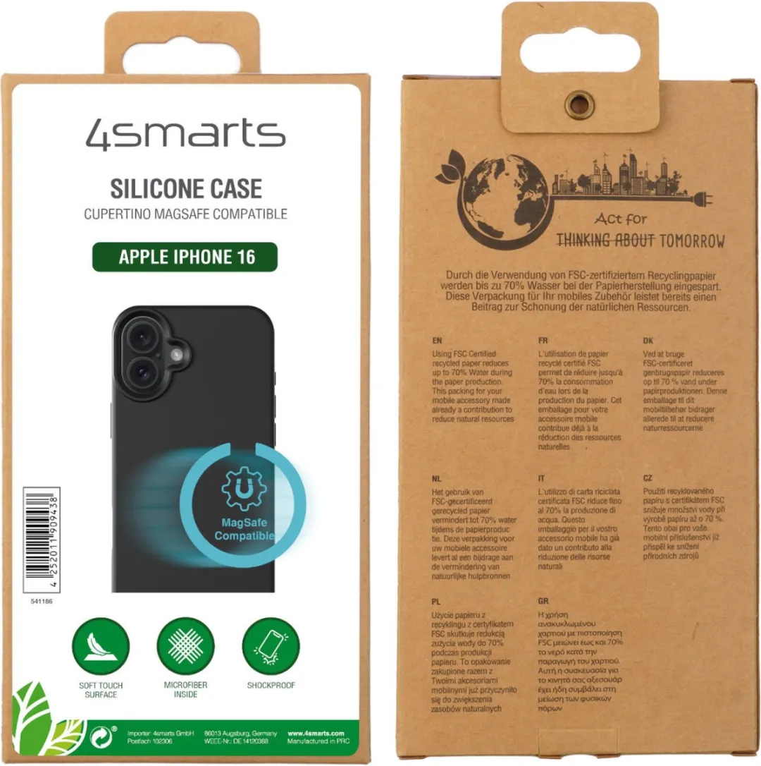 4Smarts Silicone Case Cupertino Apple iPhone 16 - Zwart - 541186