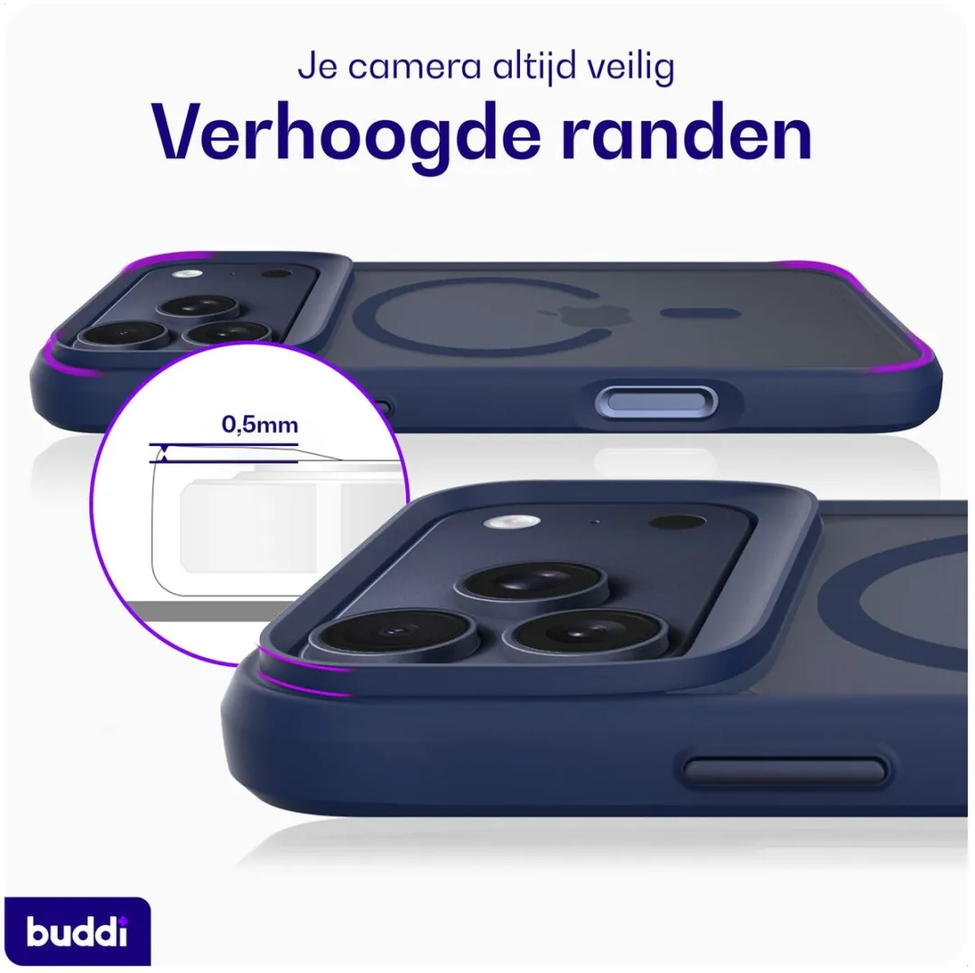 Buddi Hybrid Hoesje iPhone 17 Pro Max - MagSafe - Matte Blauw