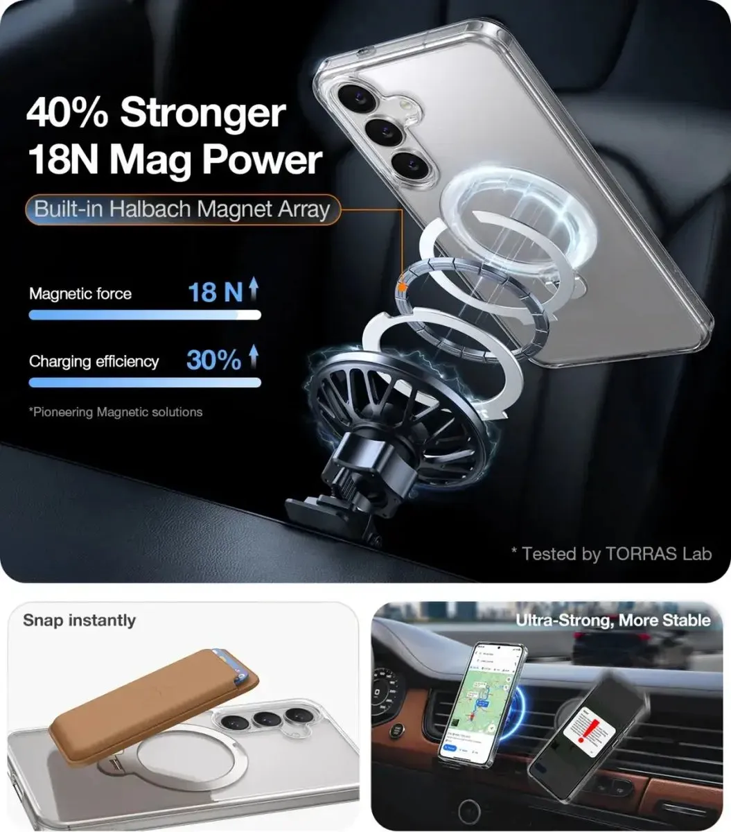 Spigen TORRAS Ostand Spin Magnetic Back Cover Galaxy S25 Plus - Transparant