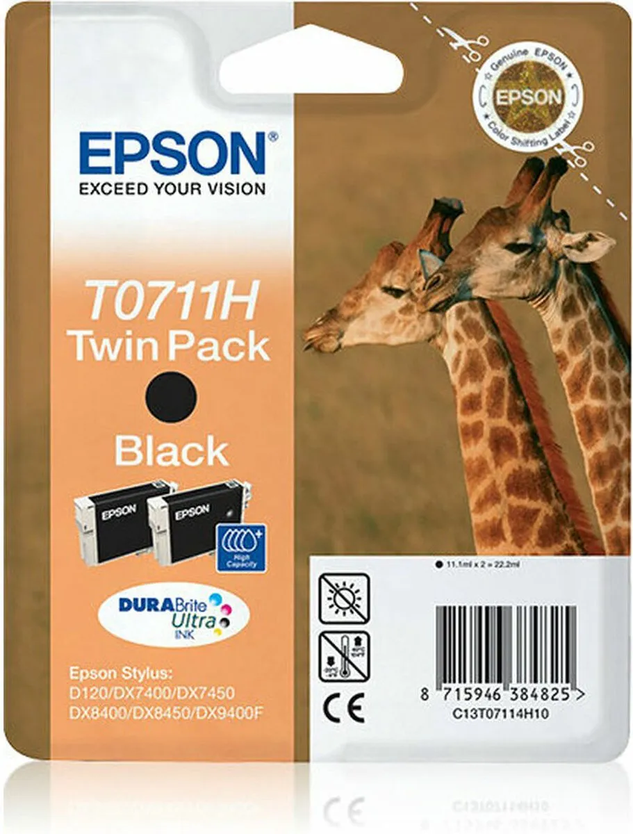 Epson T0711H Inktcartridge Zwart - Twin Pack