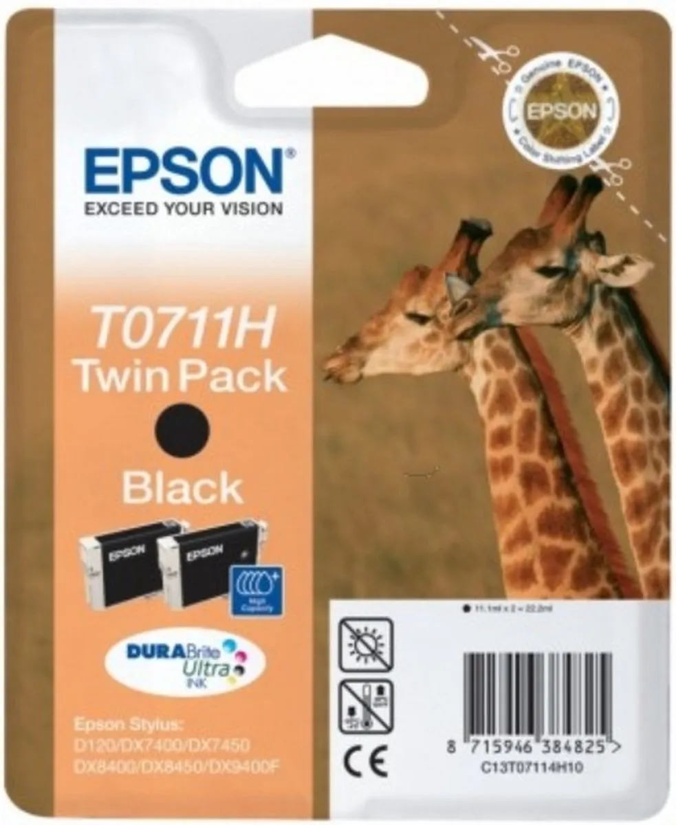 Epson T0711H Inktcartridge Zwart - Twin Pack