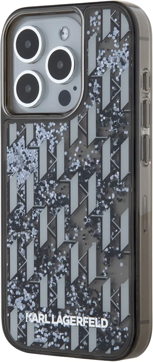 Karl Lagerfeld Hoesje iPhone 15 Pro Max KLHCP15XLKLGKCCK - Transparant zwart