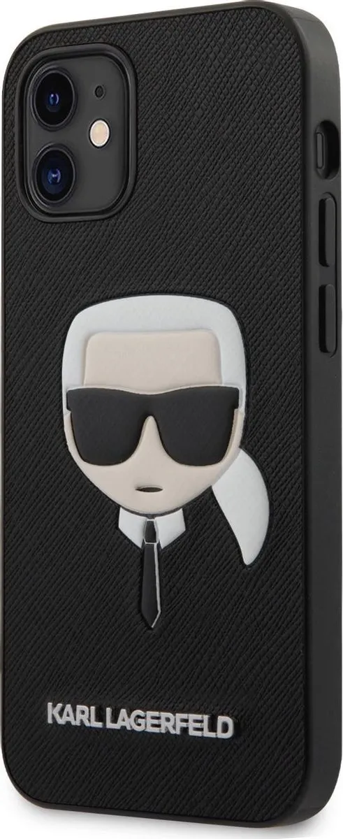 Karl Lagerfeld iPhone 12 Mini Hoesje - Zwart Saffiano