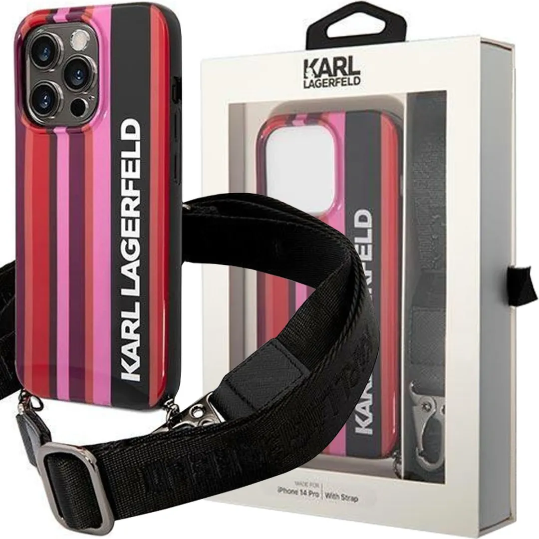 Karl Lagerfeld iPhone 14 Pro Backcase - Strepen Zwart
