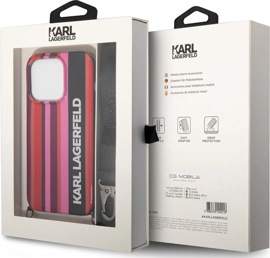 Karl Lagerfeld iPhone 14 Pro Backcase - Strepen Zwart
