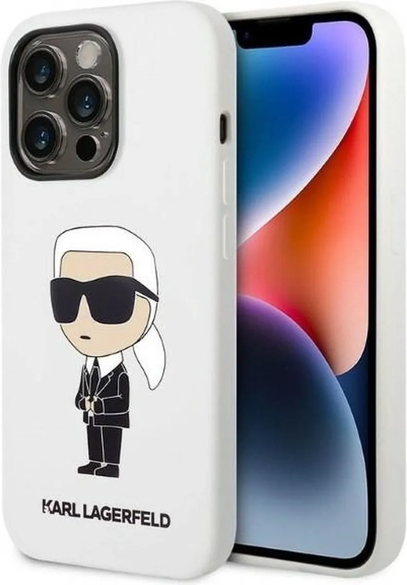 Karl Lagerfeld KLHCP14LSNIKBCH iPhone 14 Pro Hoesje - Wit