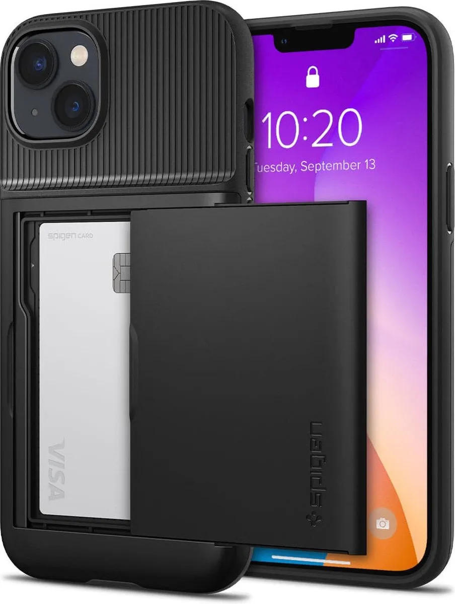 Spigen Slim Armor CS iPhone 14 Plus Hoesje - 2 Pasjes - Zwart