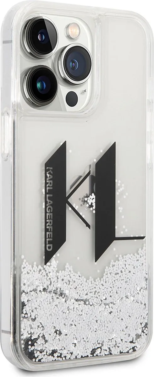 Karl Lagerfeld Backcase Hoesje iPhone 14 Pro Max - Effen Zilver